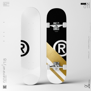 Skateboard Deck 01: Dynamic abstract pattern art.