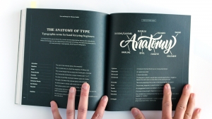Victionary book detail: vibrant hand-lettering examples with color splashes.