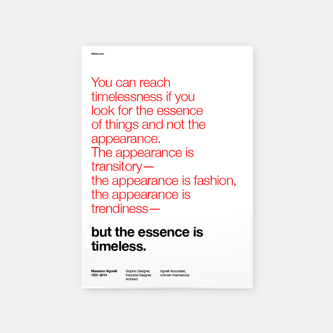 Poster with quote "The biggest idea is that design is organization." in bold white sans-serif font.