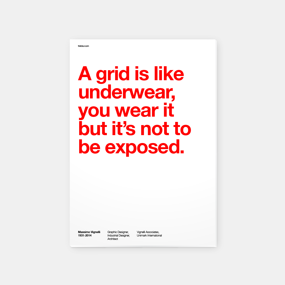 Poster with quote "Design is eternal." in large, bold sans-serif font on a black background.