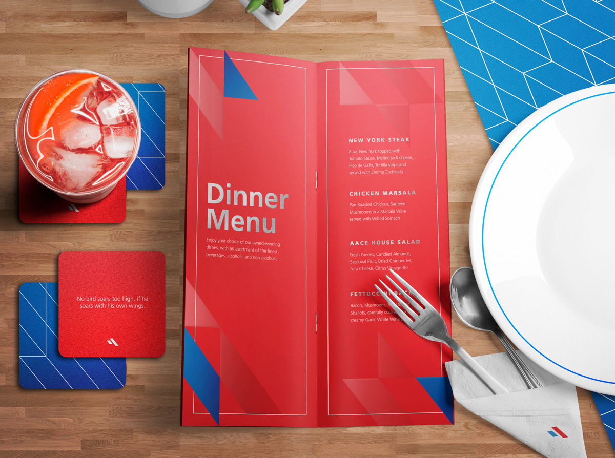 Airline cabin menu mockup