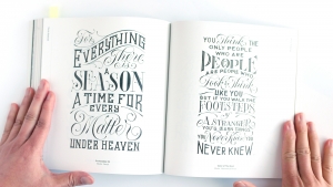 Close-up of a hand-lettered quote with shading and shadow effects.
