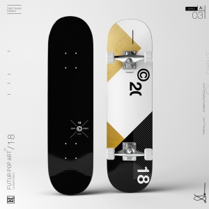 Skateboard Deck 03: Retro-inspired graphic design.