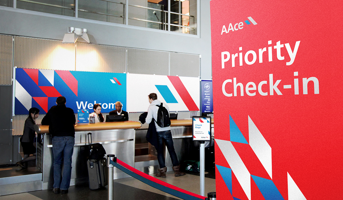 Mockup of airline priority check-in desk