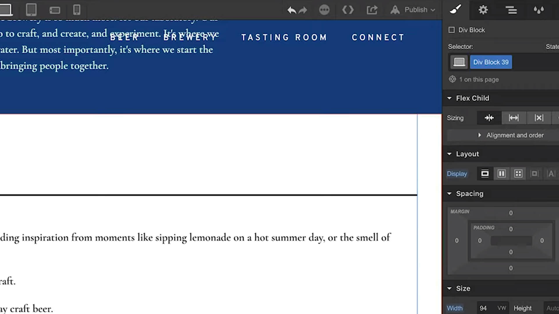 Webflow: Adjusting element spacing for mobile