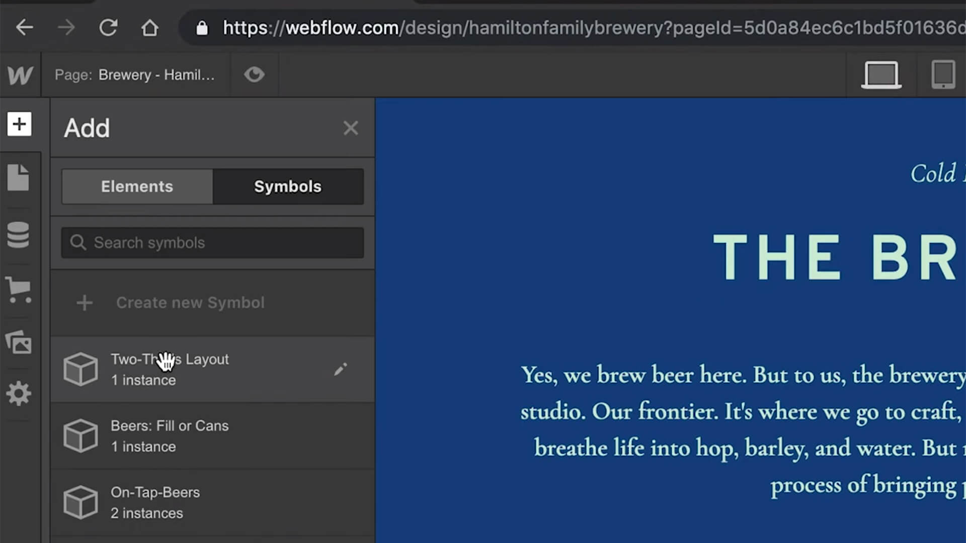 Webflow: Mobile view with stacked sections