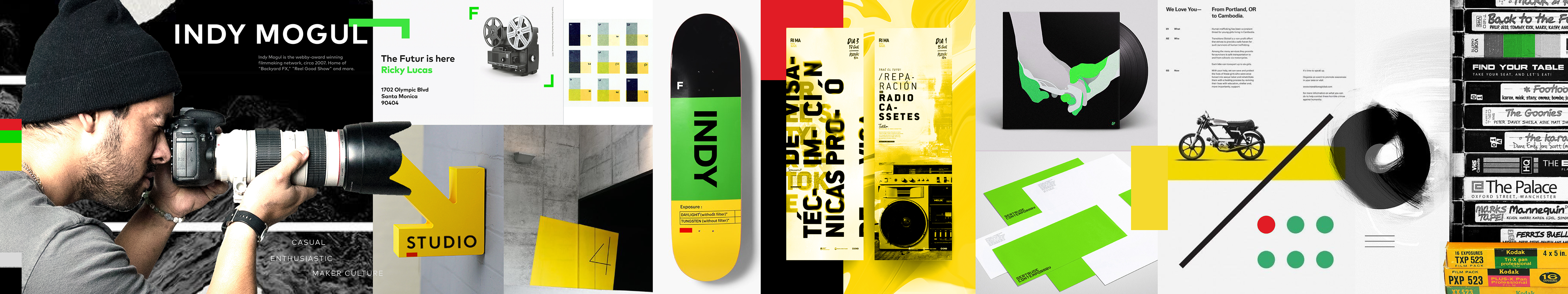 Example brand identity stylescape for Indy Mogul.