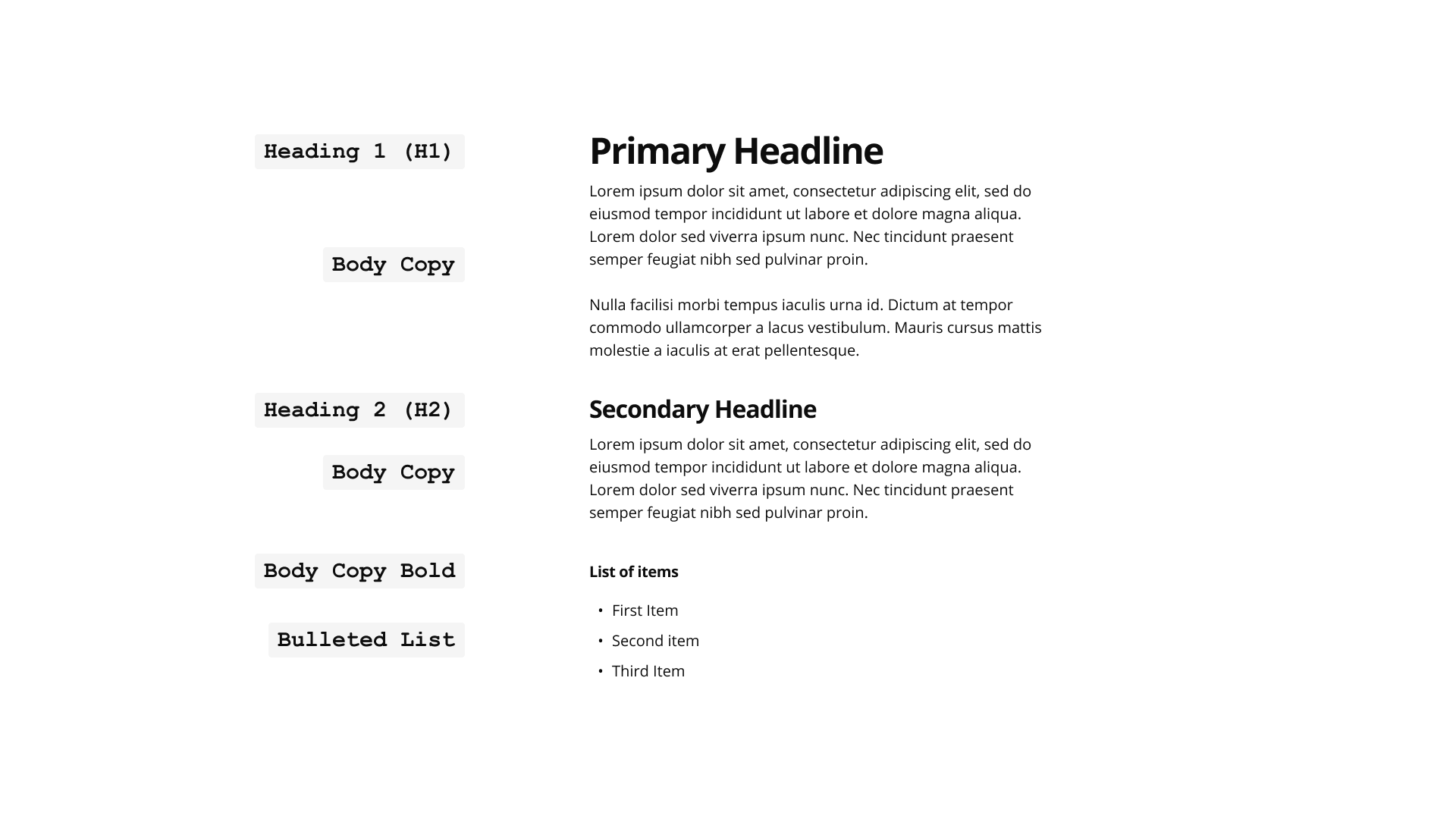 Website typography: clear visual structure using font styles.