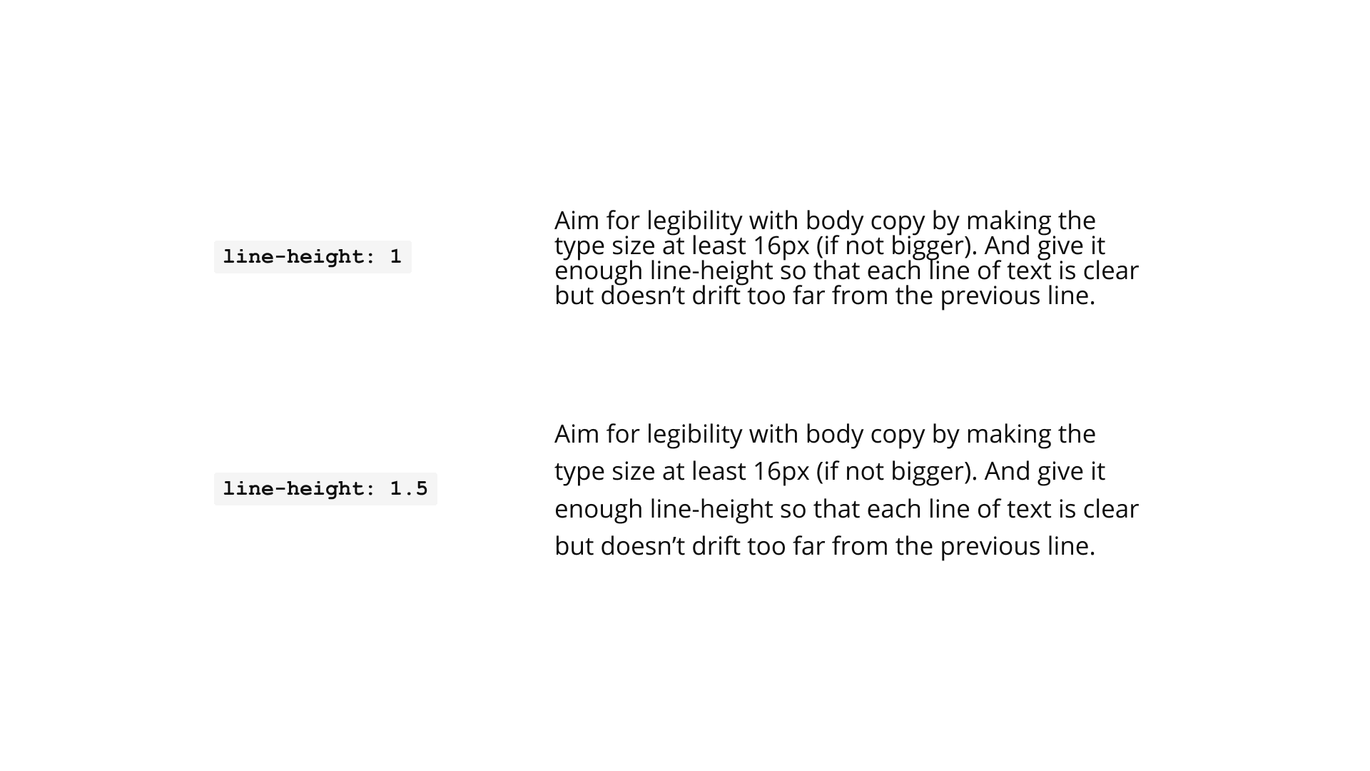 Typography example: body text with optimal line height.