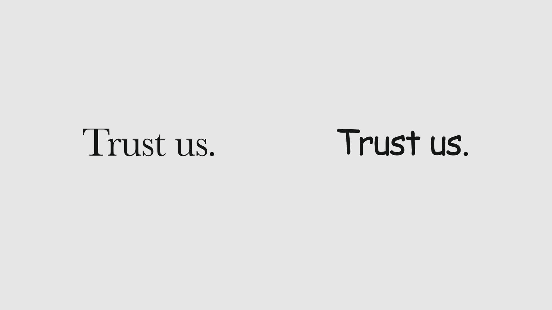 Baskerville vs. Comic Sans typography comparison.