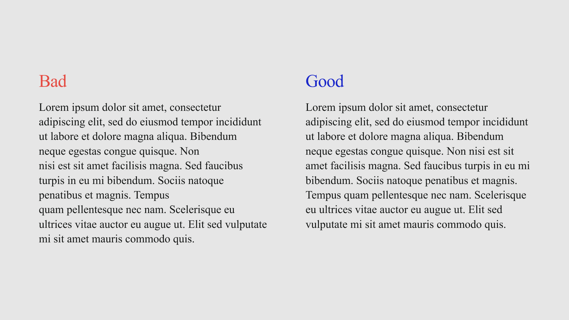 Example of poor rag (uneven text edge) in "Crimes of Typography" blog post.