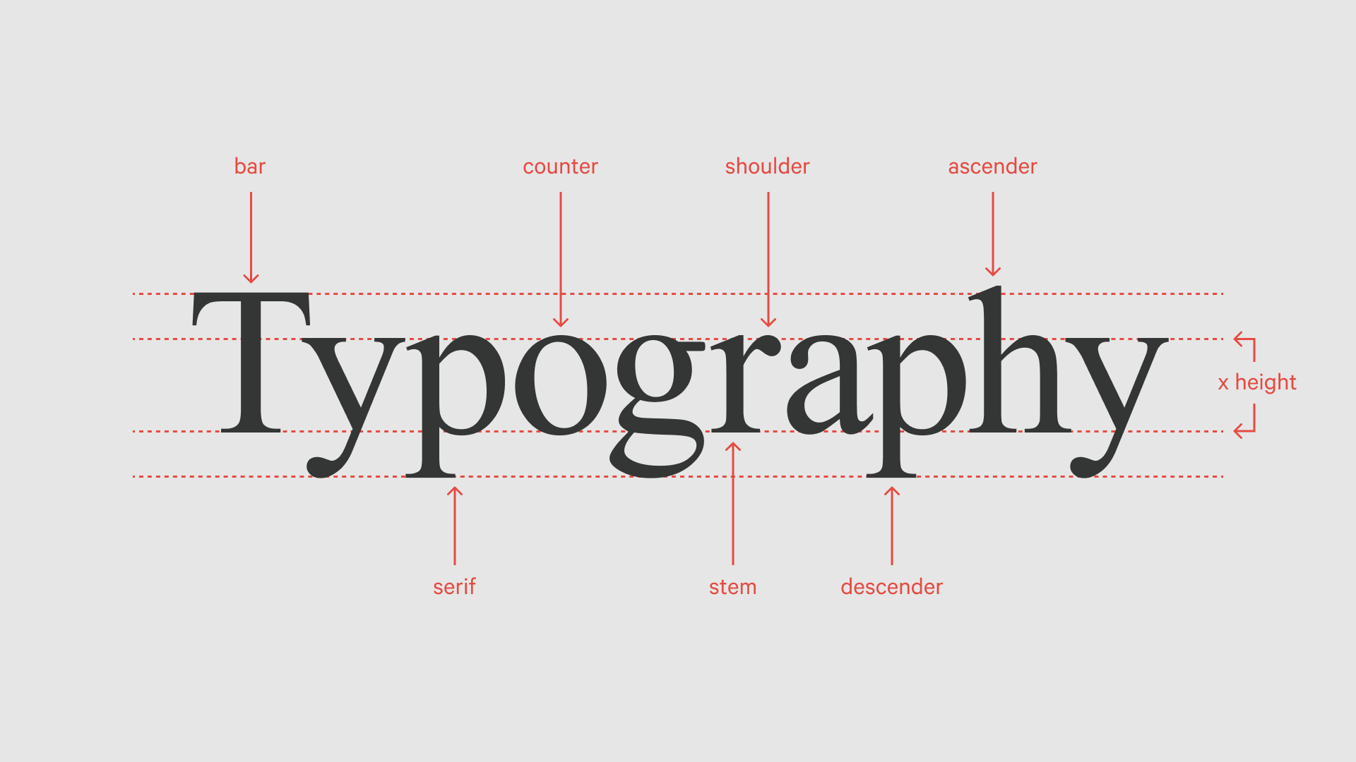 Typography FAQ: Diagram of letter anatomy (serif, sans-serif).
