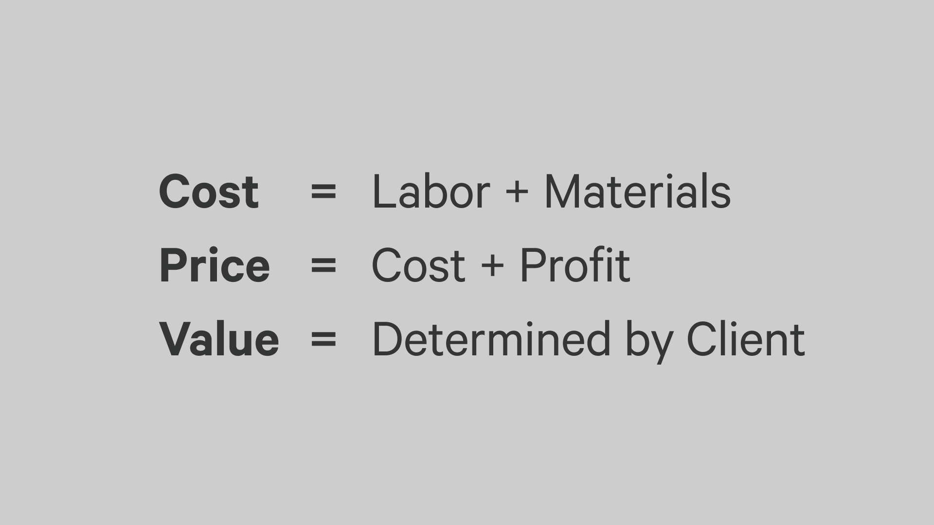 3 creative pricing approaches: Cost, Value, and Project-based.
