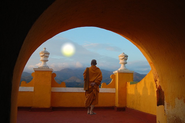 Tibetan Monk monastery retreat.