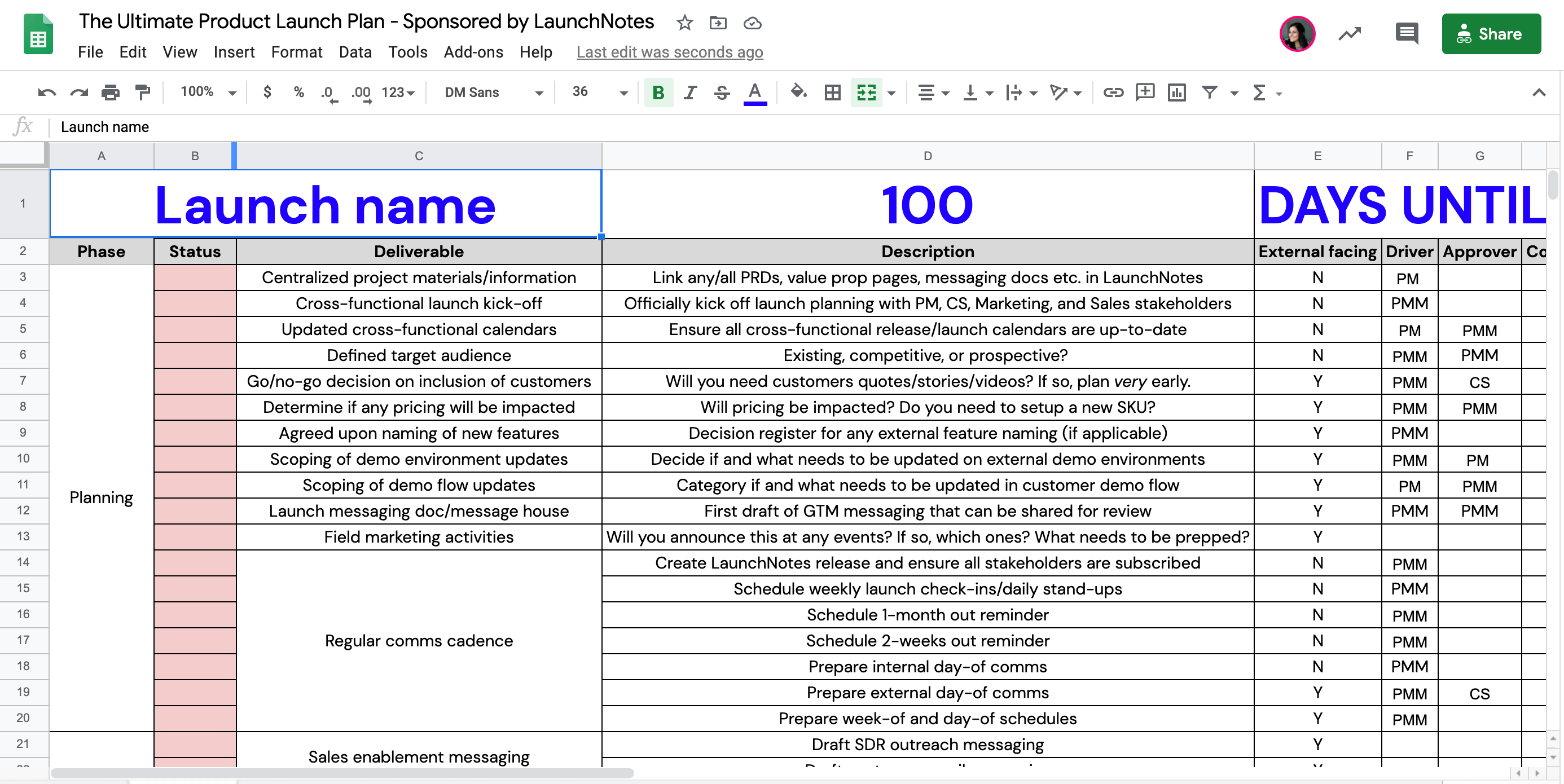 Product Launch Plan Template