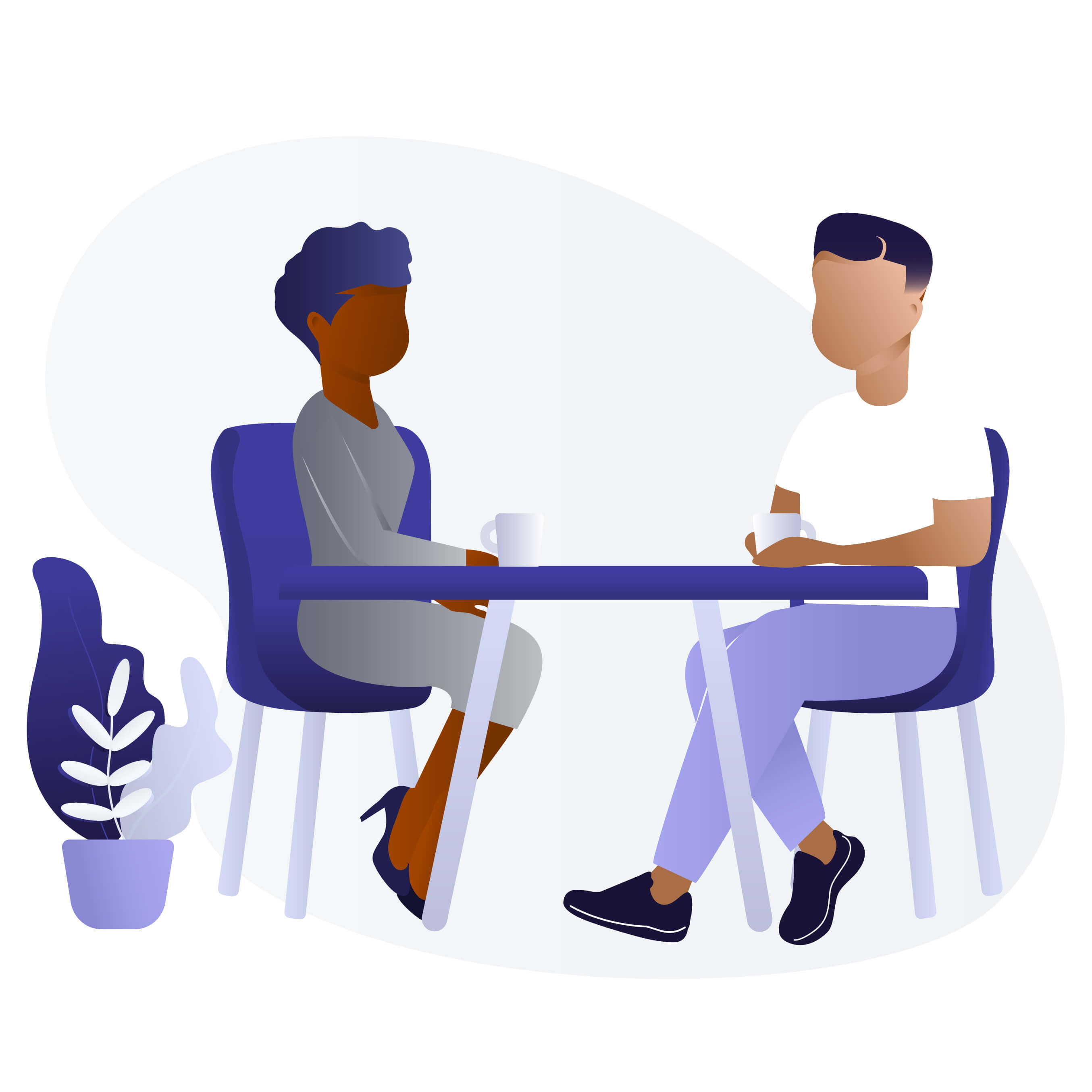Man and woman having coffee together