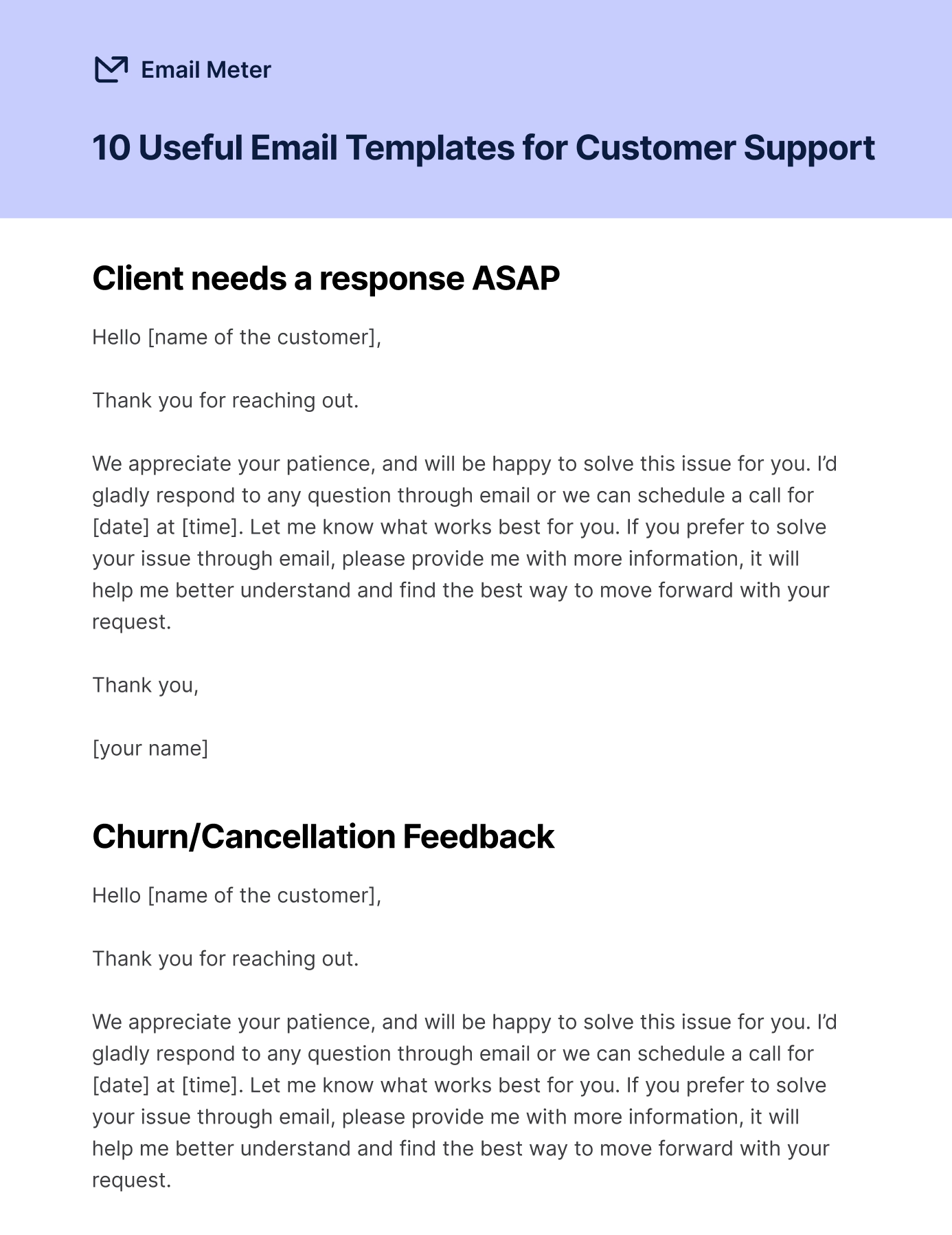10 Useful Email Templates for Customer Support