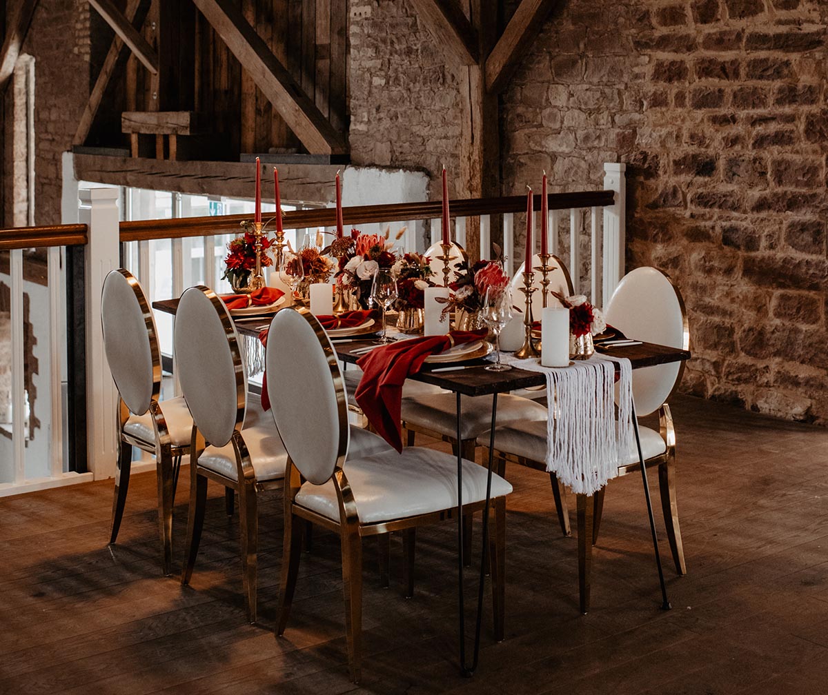 Tisch Dekoration Hochzeit Bordeaux