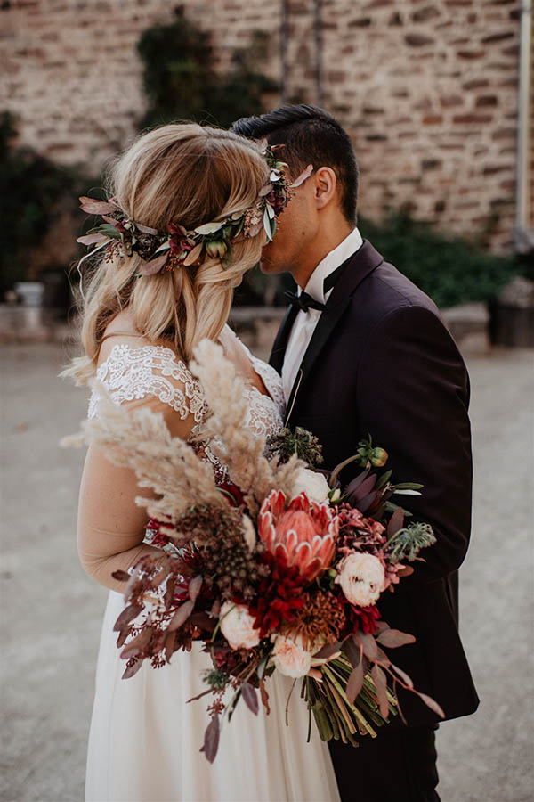 Tisch Dekoration Hochzeit Bordeaux