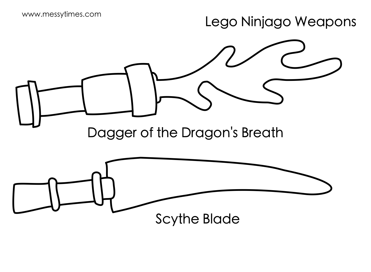 Lego Ninjago Weapon - Dagger of the Dragon's Breath and Scythe Blade