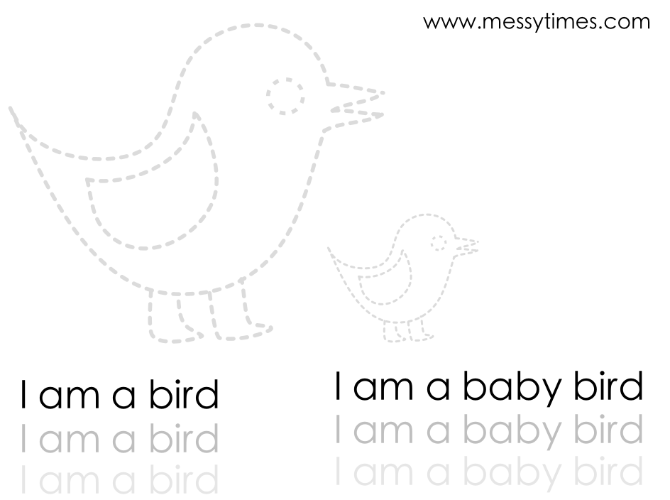 I am a bird tracing and writing printable