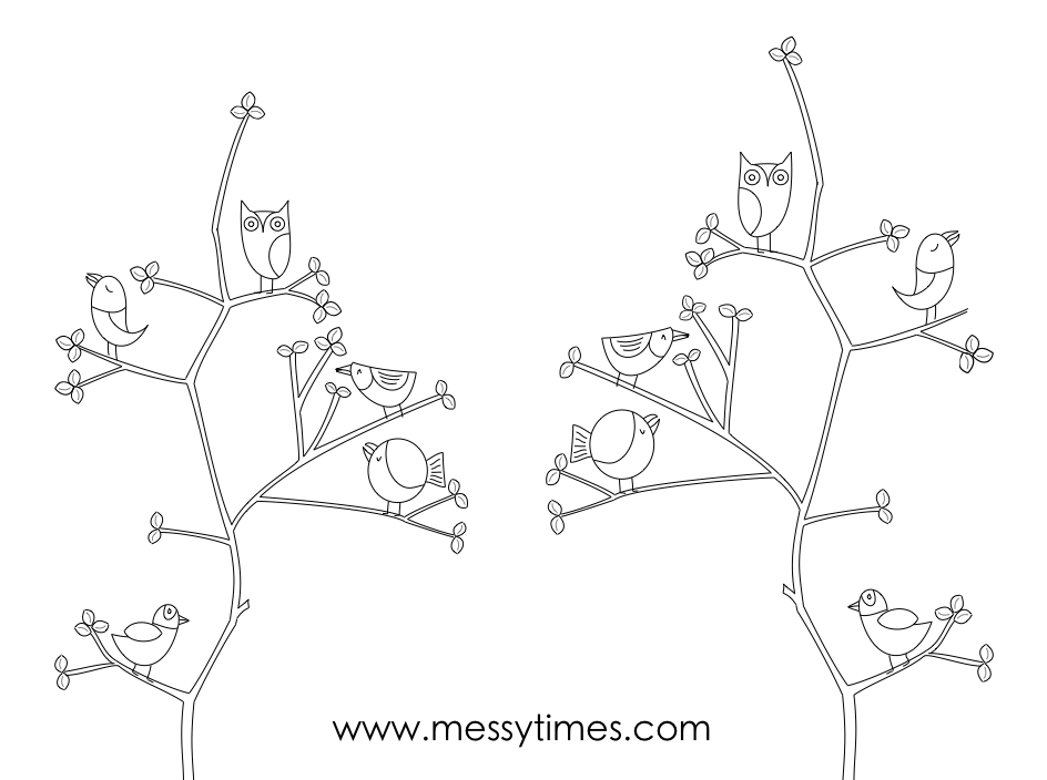 Birds on a tree printable