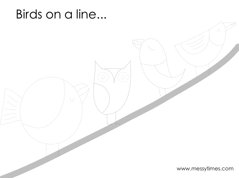 Trace the birds on a tree printable