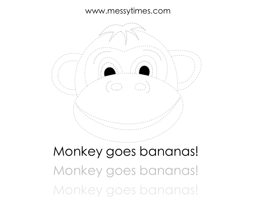 Monkey goes bananas printable dotted version