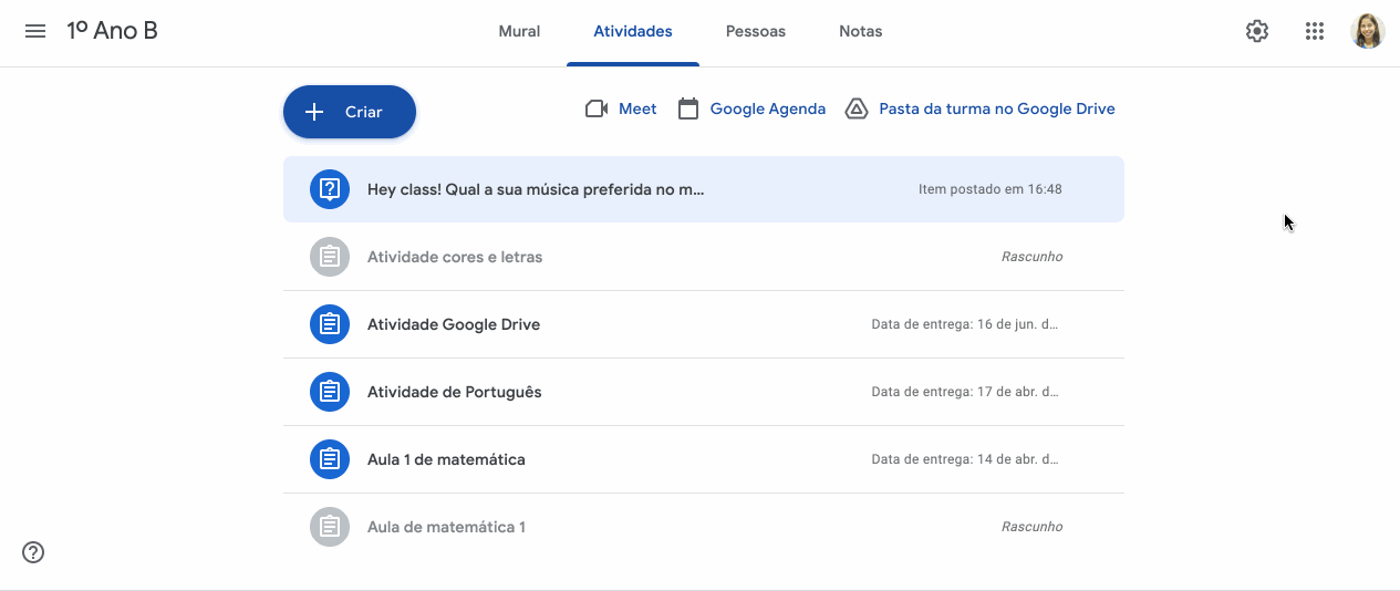 Como usar o Google Classroom: exemplo de uso da ferramenta perguntas
