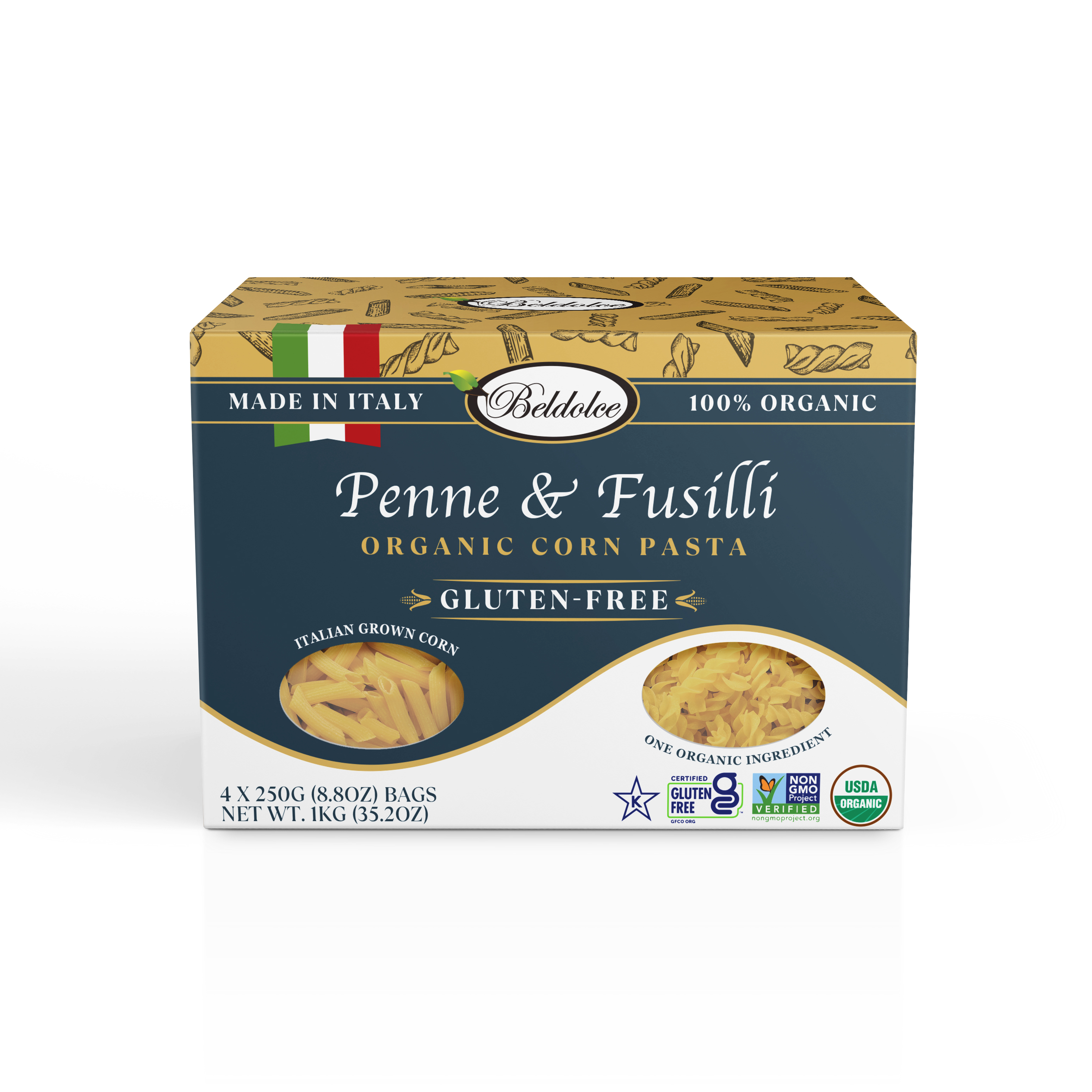 Penne & Fusilli 4-Pack elegant render of the front of the box