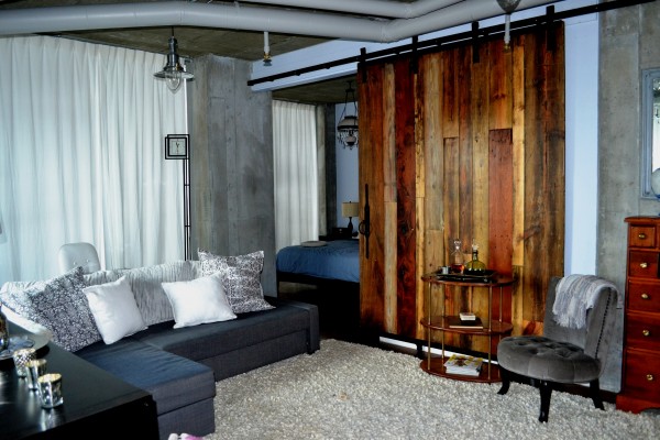 Barn Door Architects Condo Living Room