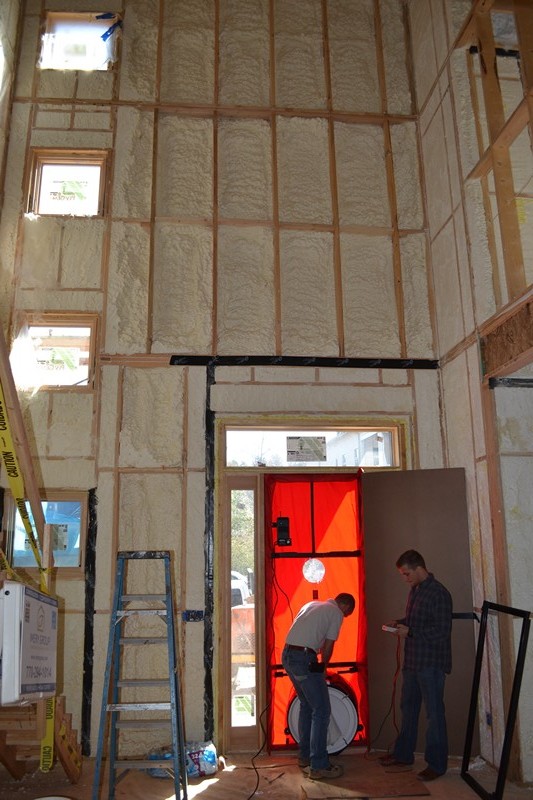 proud green home super tight 0.72 ach50 0.055 ELR blower door test earth craft lg squared inc