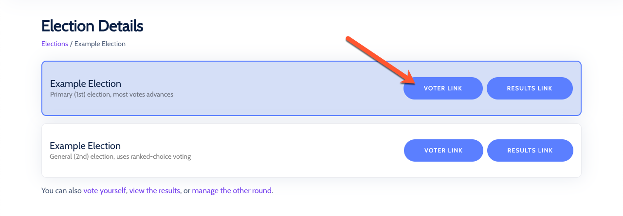Click "Voter Link" to easily copy the link to your clipboard