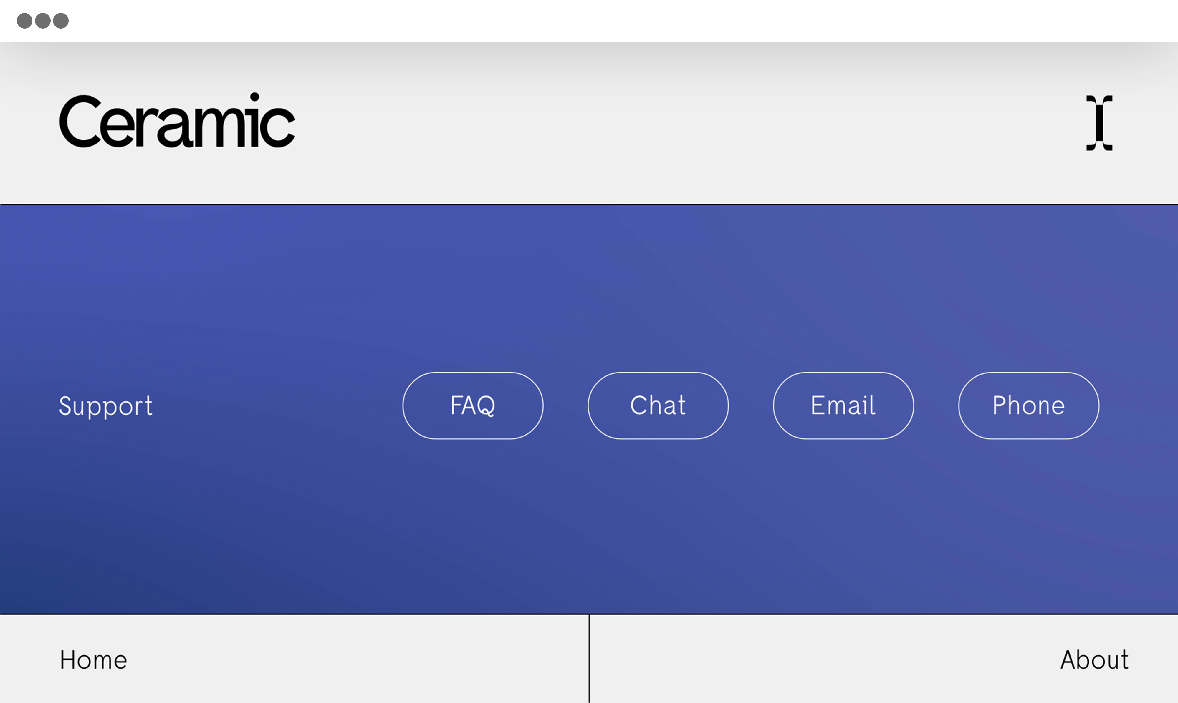 Ceramic web platform support page.