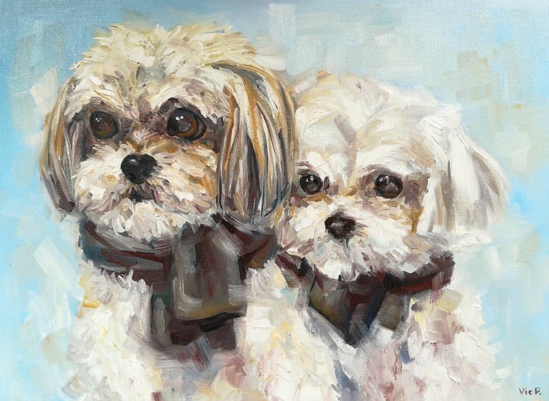 Dog portrait painting from photo