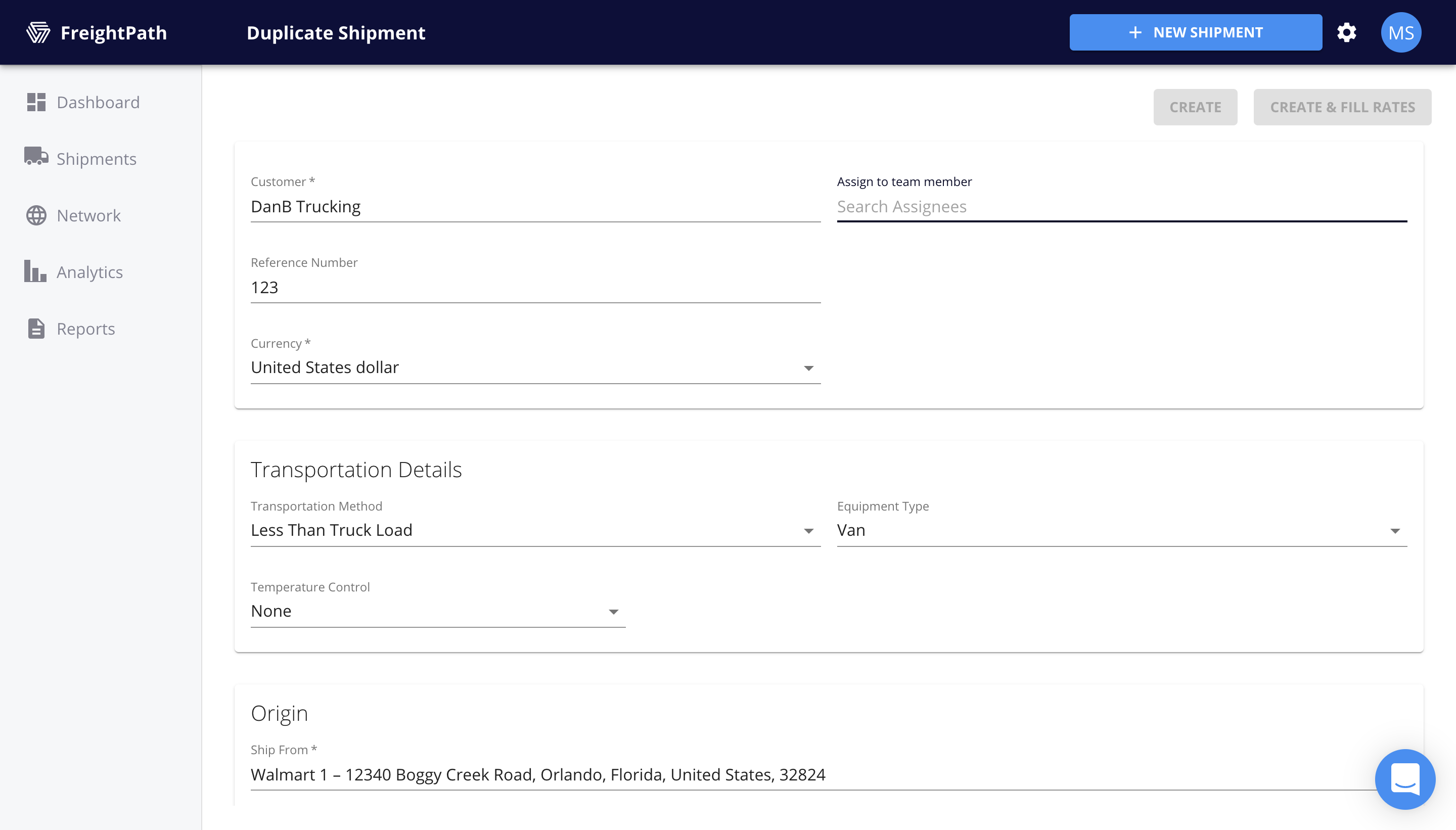 FreightPath Web Portal-Duplicate Shipment