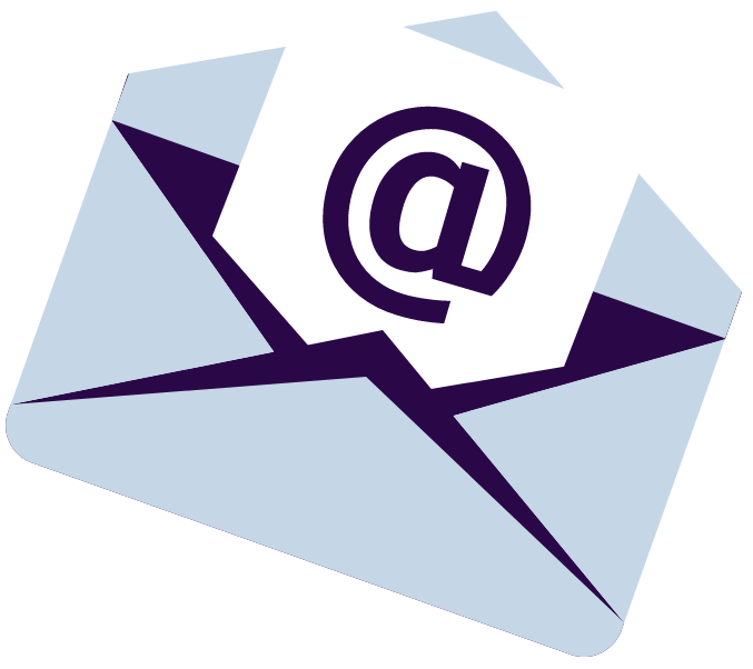 Envelope with symbol @ written on it.