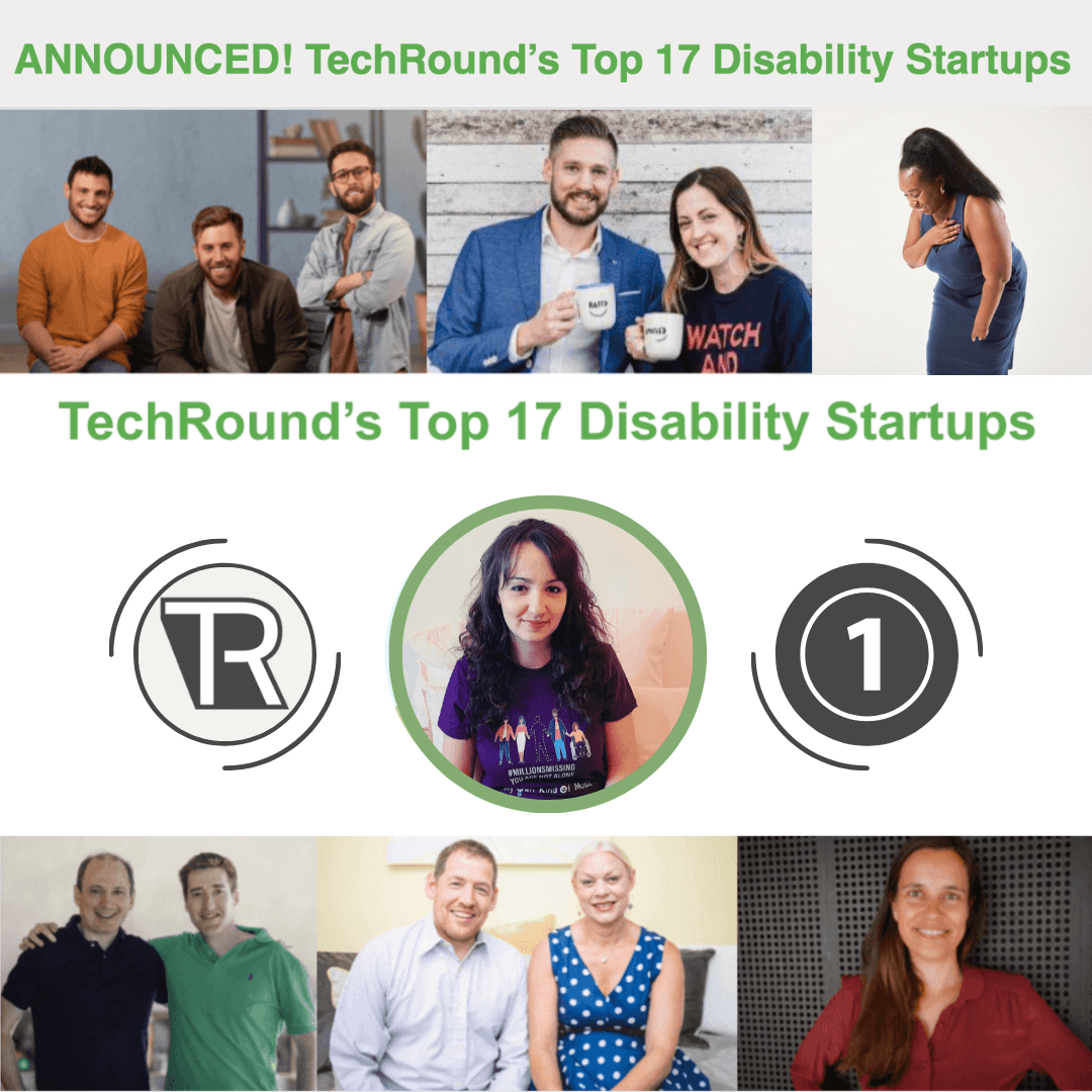 TechRound's Top 17 disability startups with graphic of Patchwork Hub announced number 1.