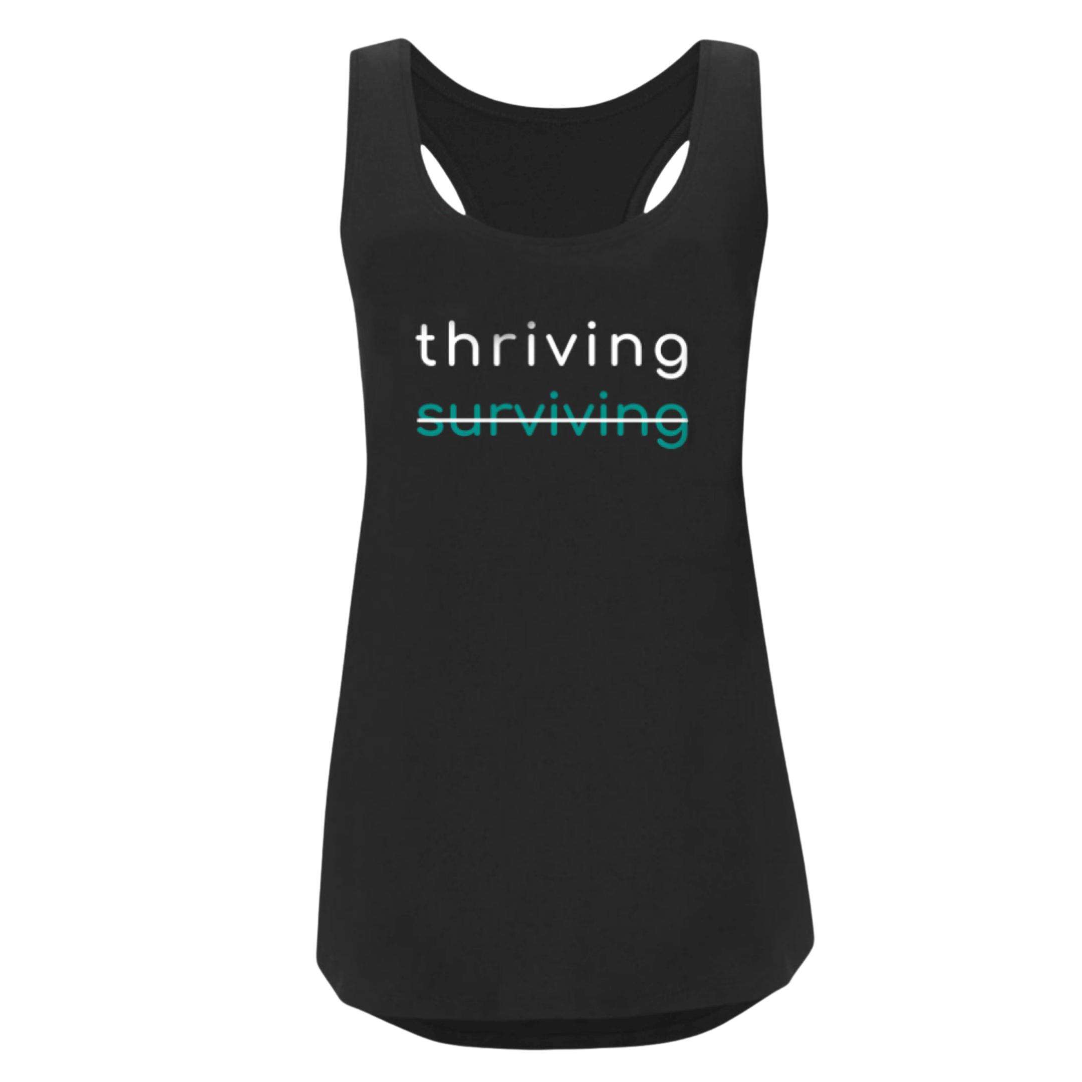 Women's thriving black vest top.