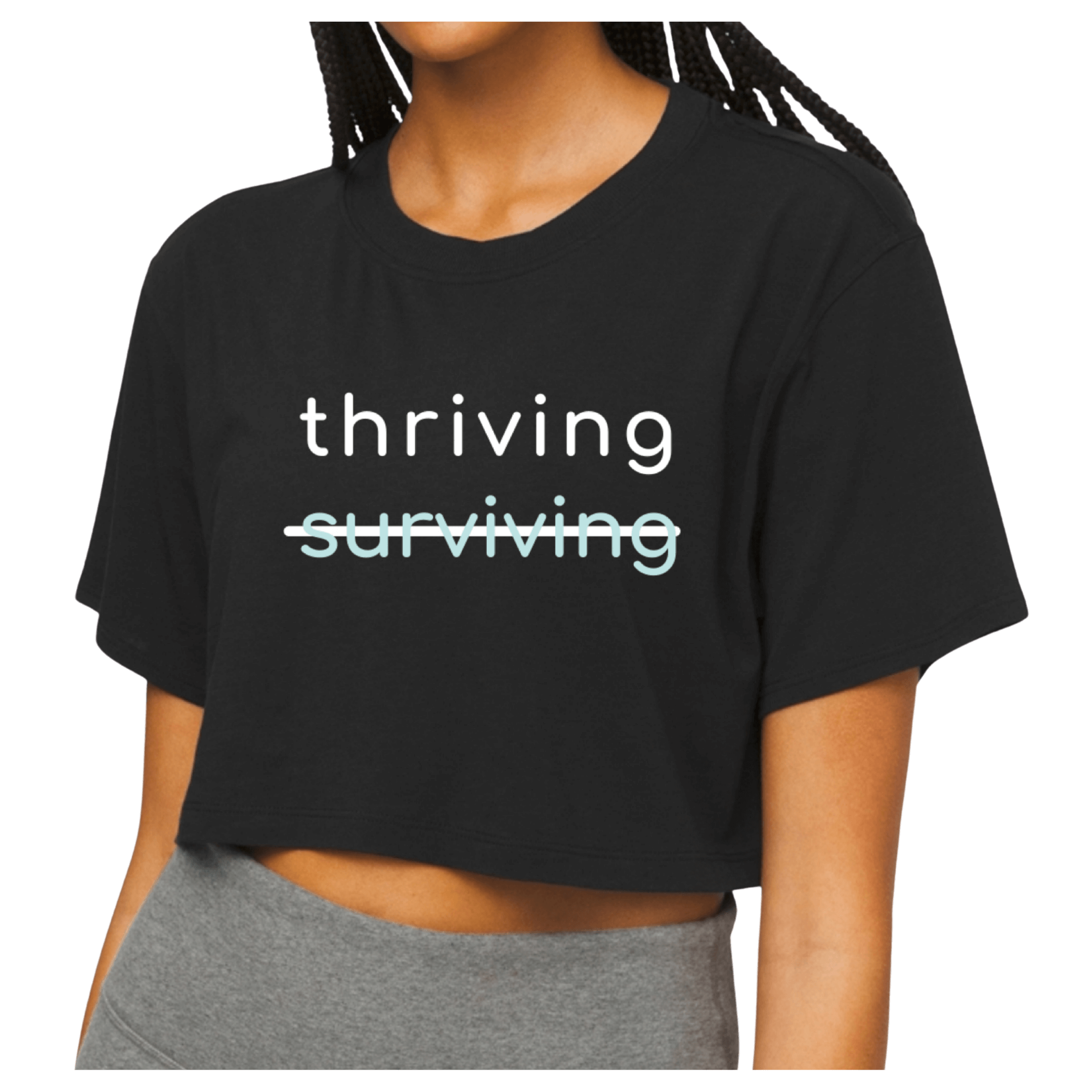 Women's Thriving black cropped top.