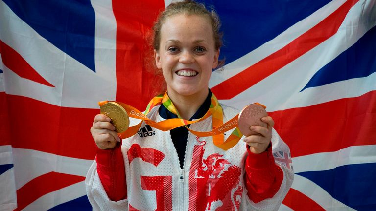 Paralympian Ellie Simmonds with Gold medals.