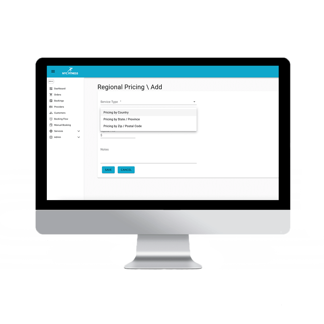 regional pricing page on a desktop page