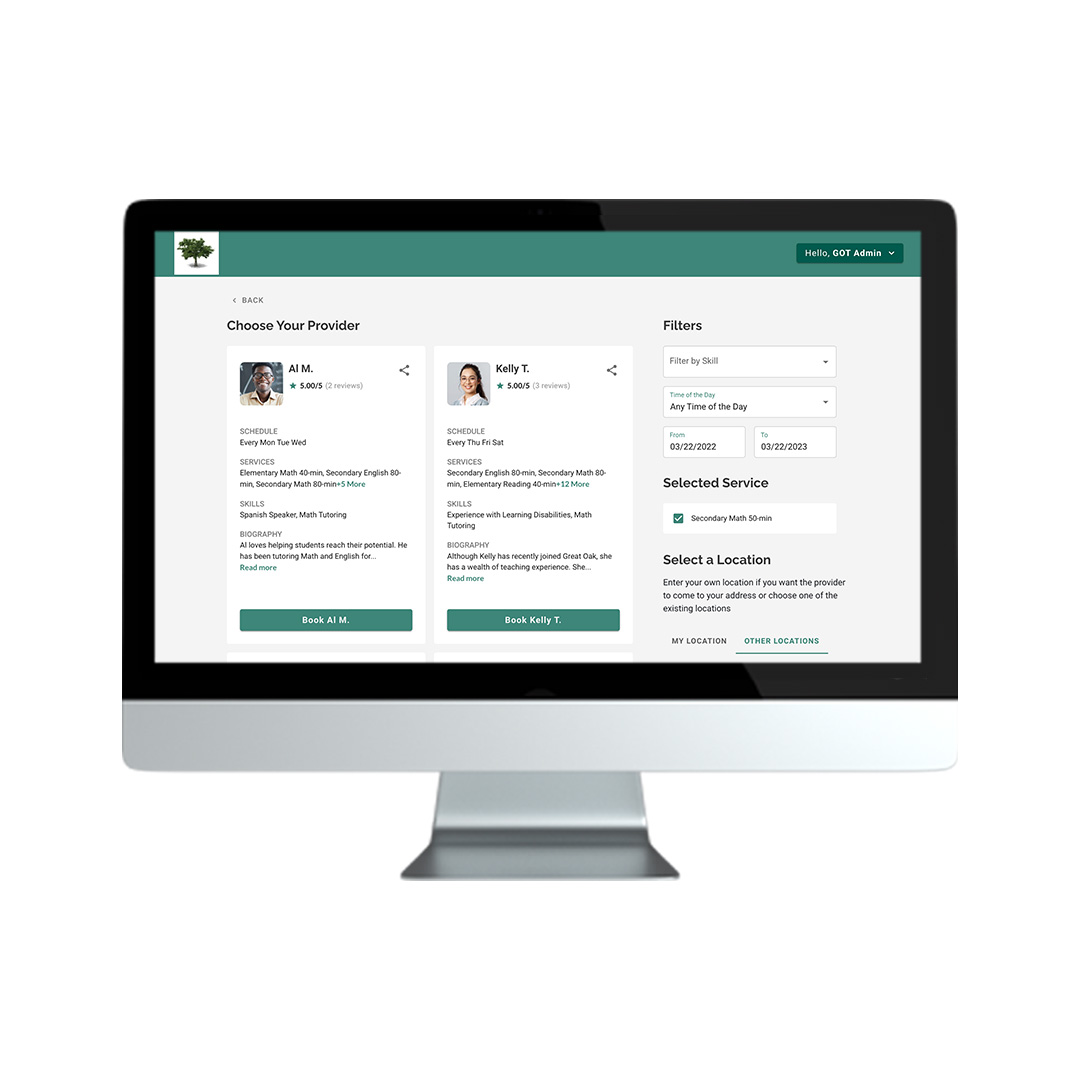 Example of multiple employee profiles displayed on a computer screen with reviews
