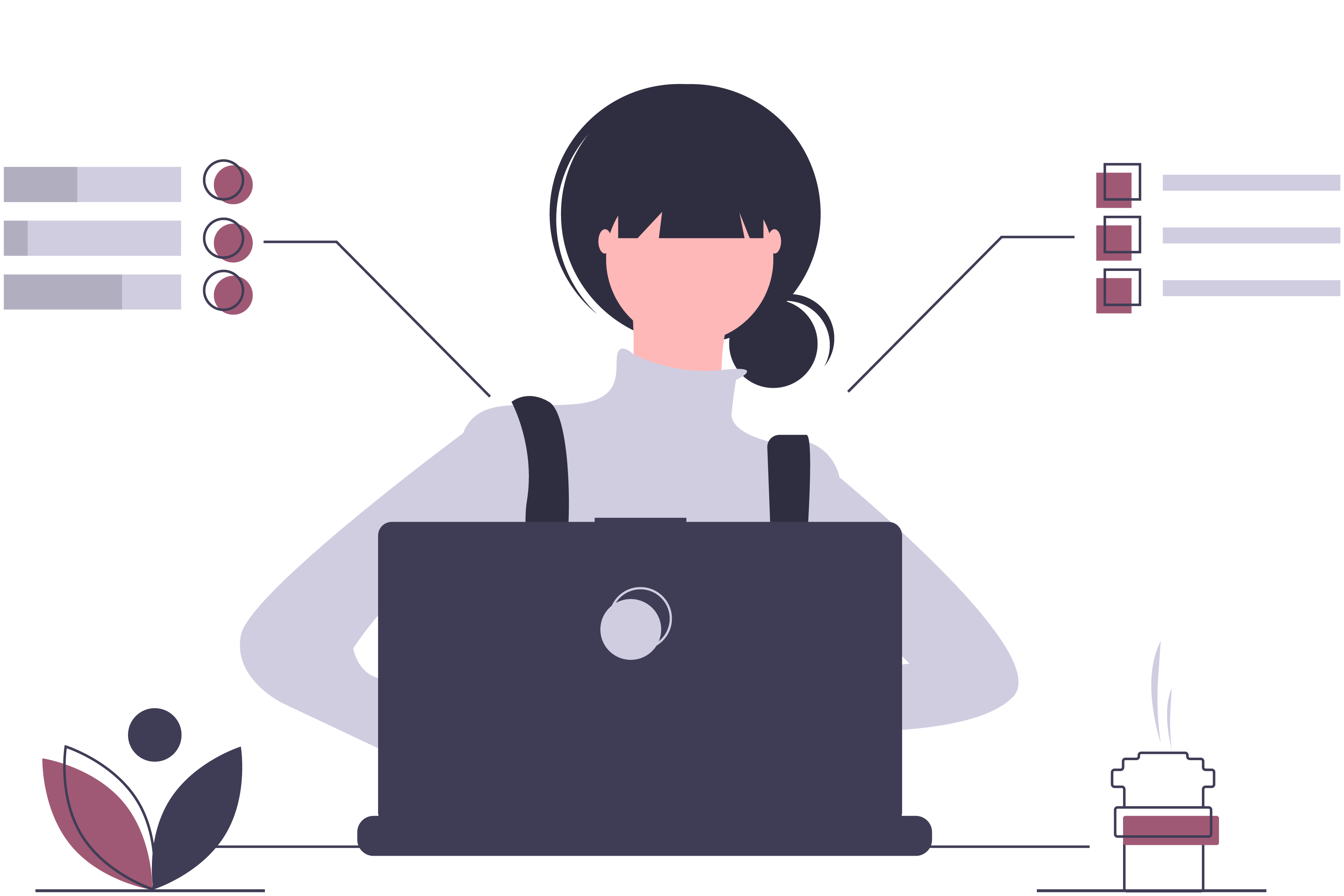 woman on computer illustration