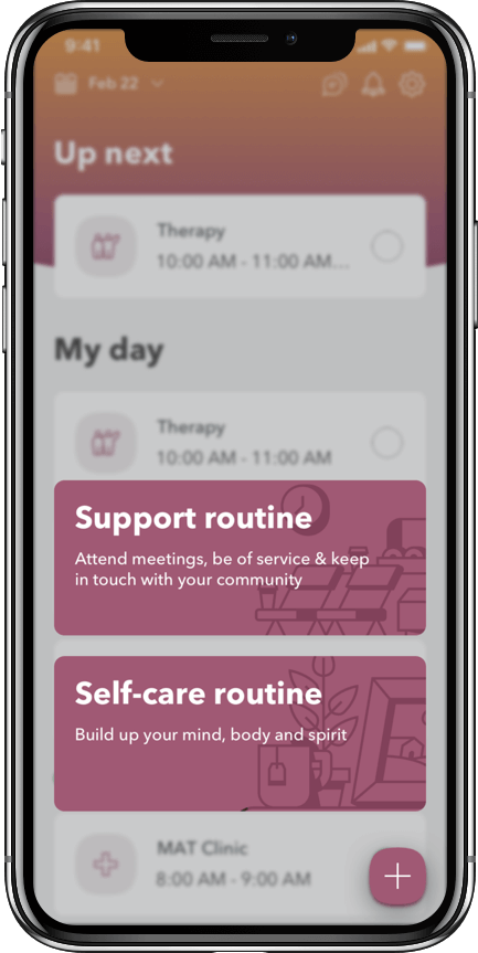 WEconnect app, create a support or self-care routine