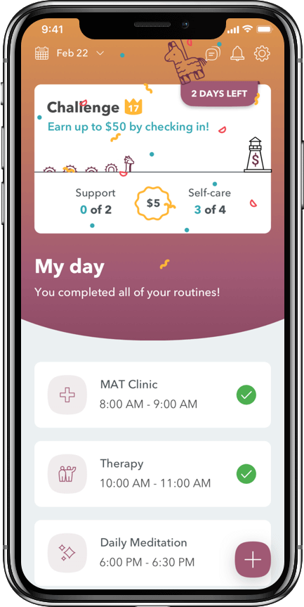 WEconnect app, you completed all of your routines celebration