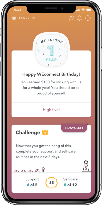 WEconnect 1 year milestone screenshot