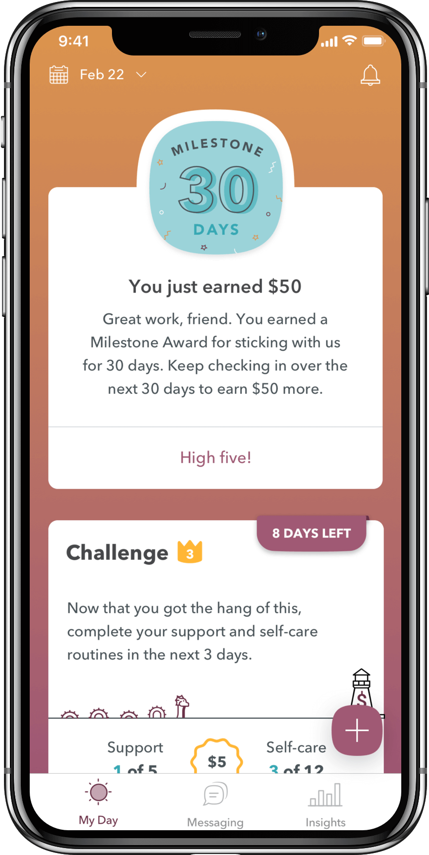 WEconnect app 30 day milestone, you just earned $50