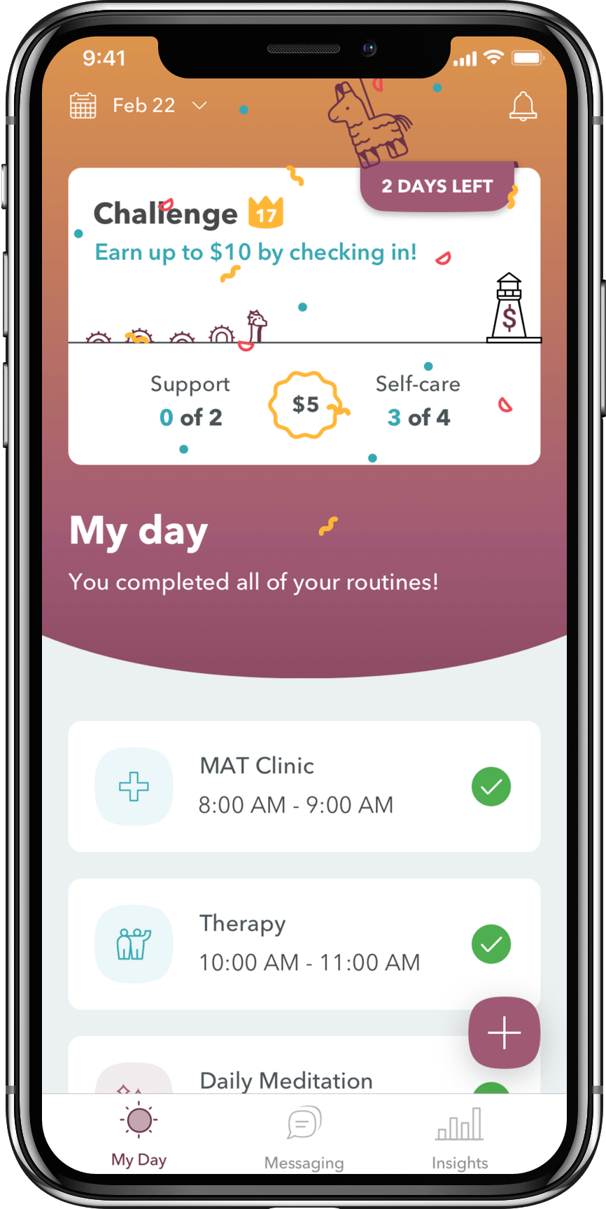 WEconnect app, you completed all of your routines celebration