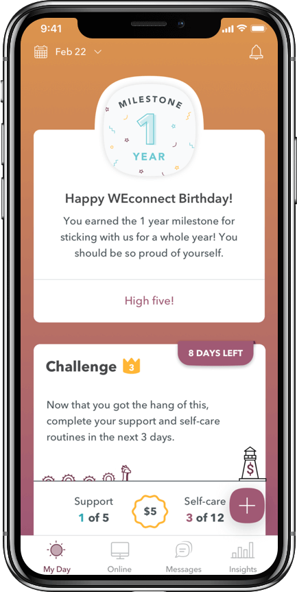 WEconnect 1 year milestone screenshot